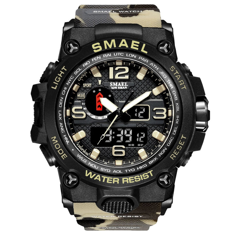 Men Sports Watches Dual Display Analog Digital LED Electronic Quartz Wristwatches Waterproof Swimming Military Watch