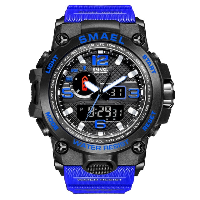 Men Sports Watches Dual Display Analog Digital LED Electronic Quartz Wristwatches Waterproof Swimming Military Watch