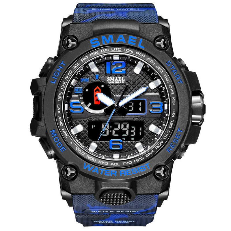 Men Sports Watches Dual Display Analog Digital LED Electronic Quartz Wristwatches Waterproof Swimming Military Watch